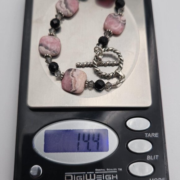 7 Inch Sterling Silver Rhodonite Stone Bracelet B484 - Picture 5 of 5